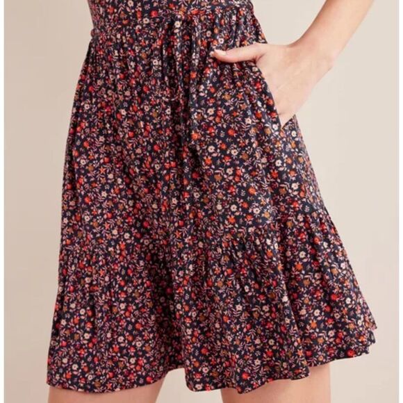 Boden Ruched Bust Jersey Mini Dress Pink Sherbet, Petal Foliage SZ 12 NWT IN PKG - Picture 2 of 7